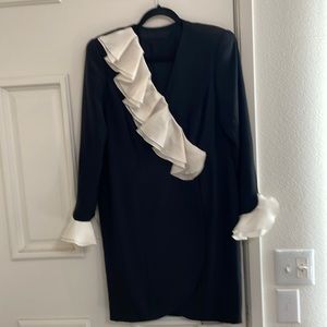 Oscar De La Renta Black Ruffle Dress  Sz 10